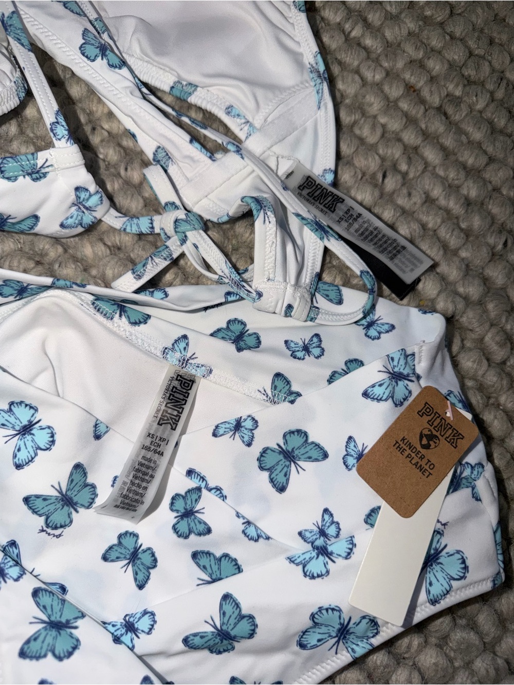 Victoria’s Secret PINK Butterfly Print Bikini in White & Blue - Picture 5 of 5